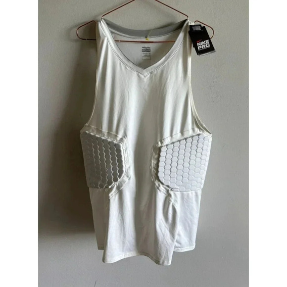 Nike Pro Mens Compression Tank Top Dri-Fit Mesh Sleeveless Shirt White Sz XXLT - Picture 2 of 7